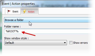 Select the Browse folder action